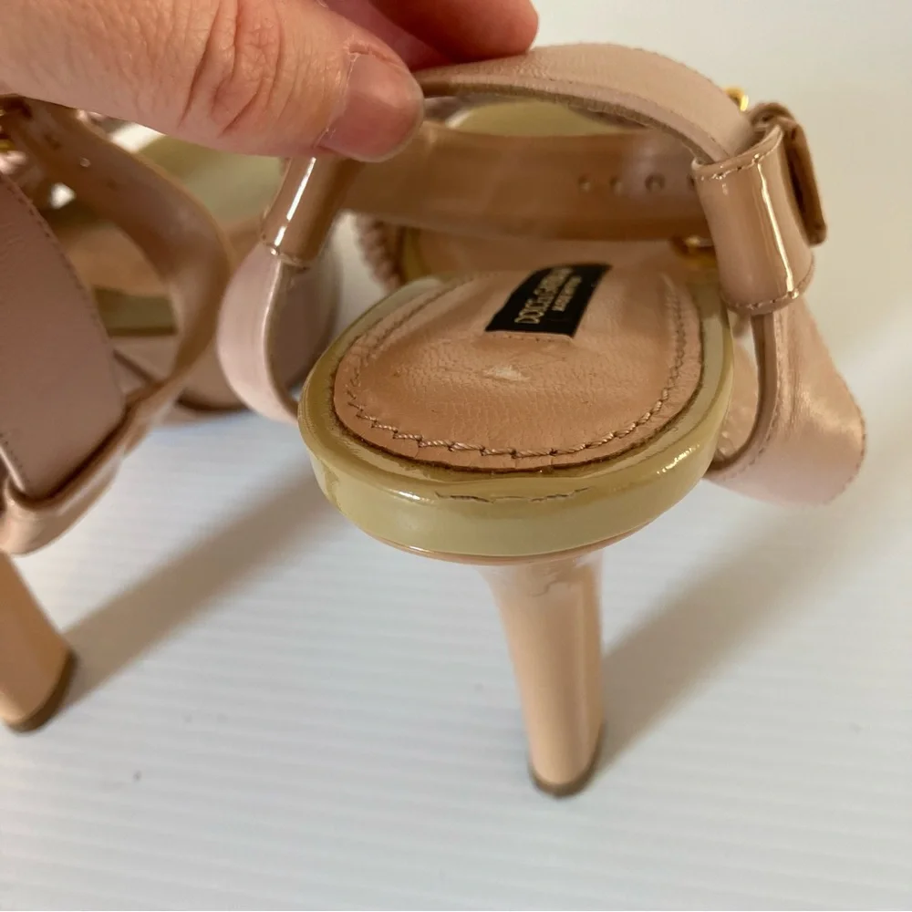 Dolce & Gabbana Pink Nude Woven Platform Sandal Heels size EU 36 US 5.5